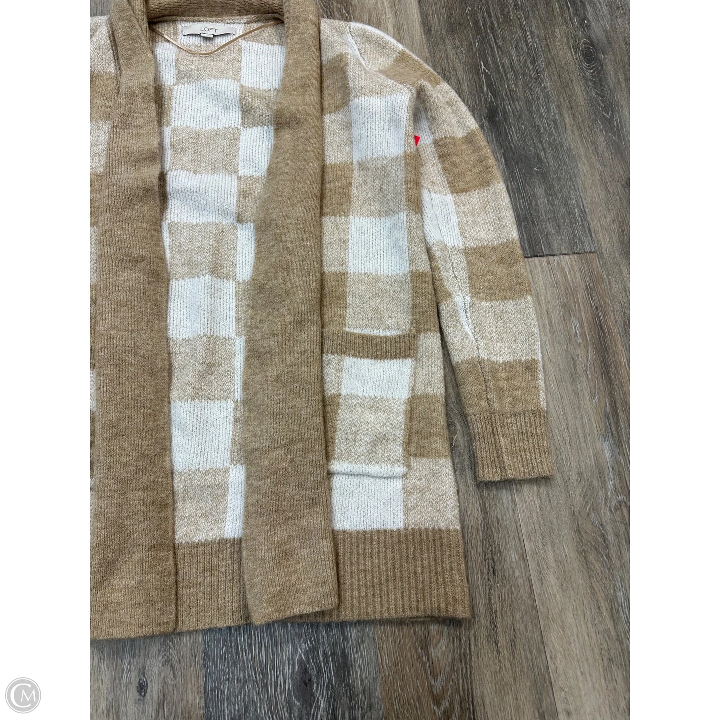 Sweater Cardigan By Loft In Tan & White, Size: Xs