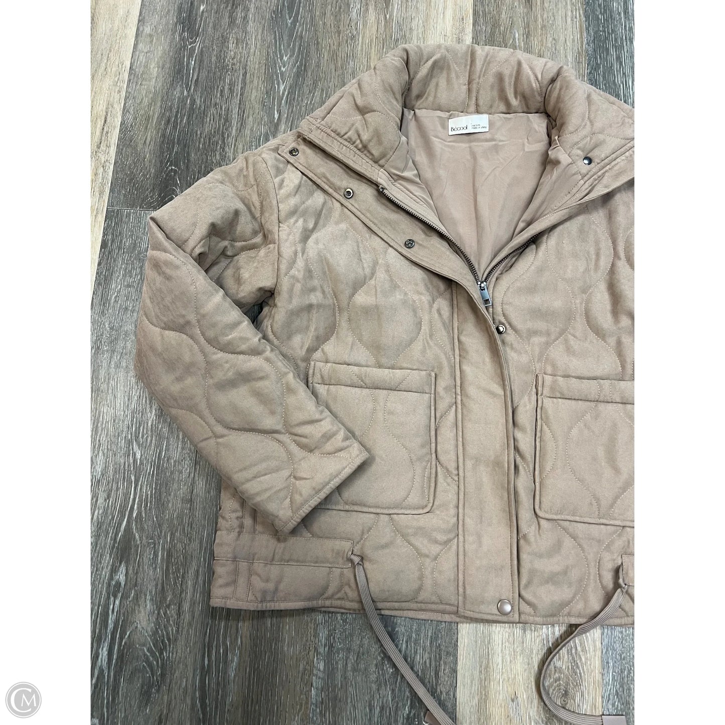 Jacket Puffer & Quilted By Be Cool In Tan, Size: S
