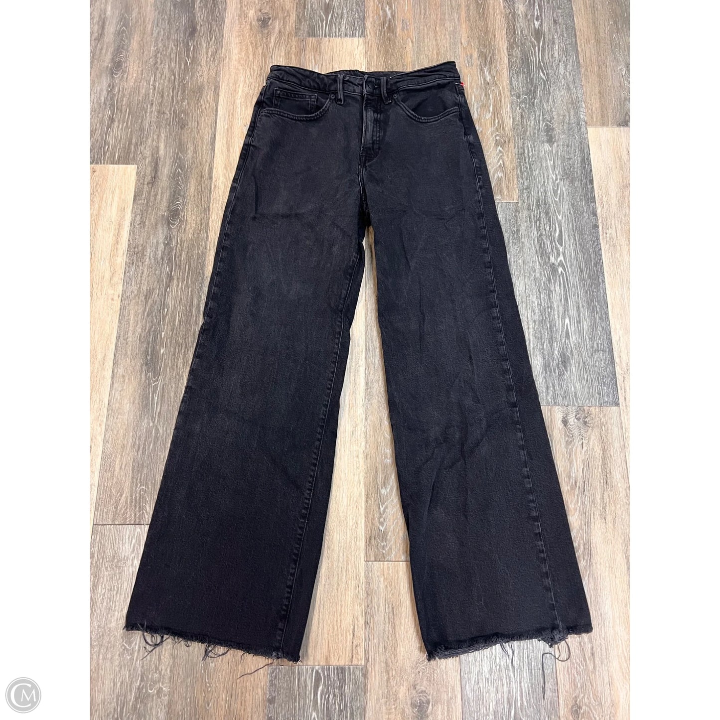 Jeans Wide Leg By Good American In Black Denim, Size: 6