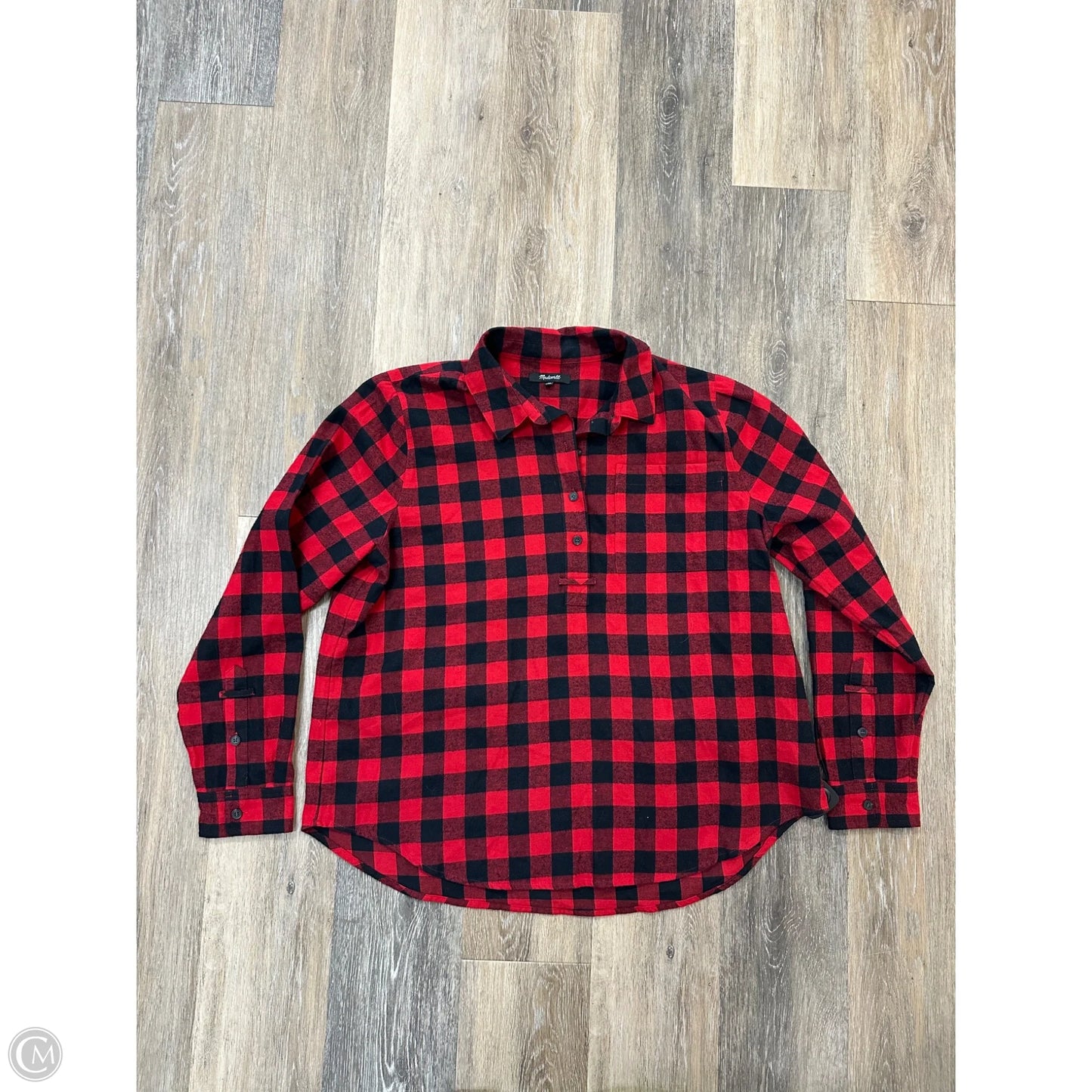 Blouse Long Sleeve By Madewell In Black & Red, Size: Xl