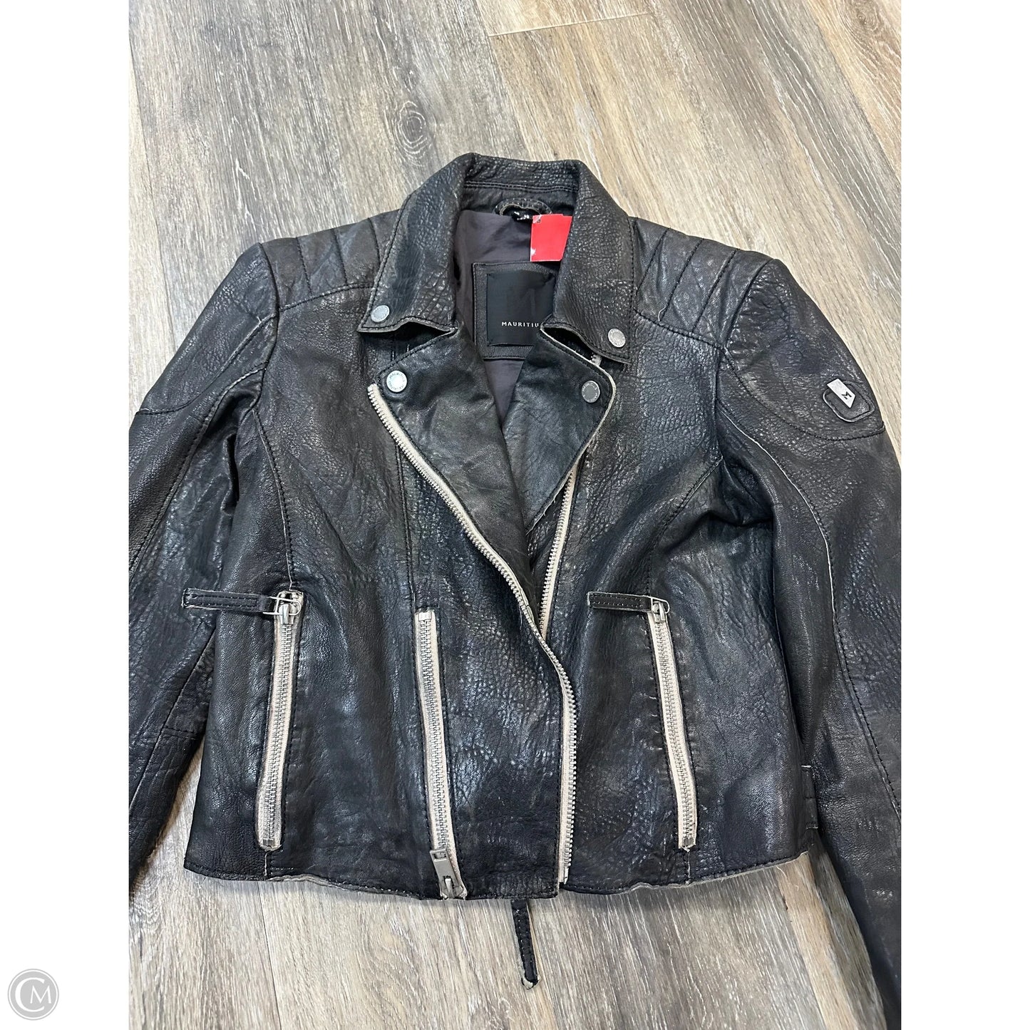 Jacket Moto Leather By Mauritius In Black, Size: S