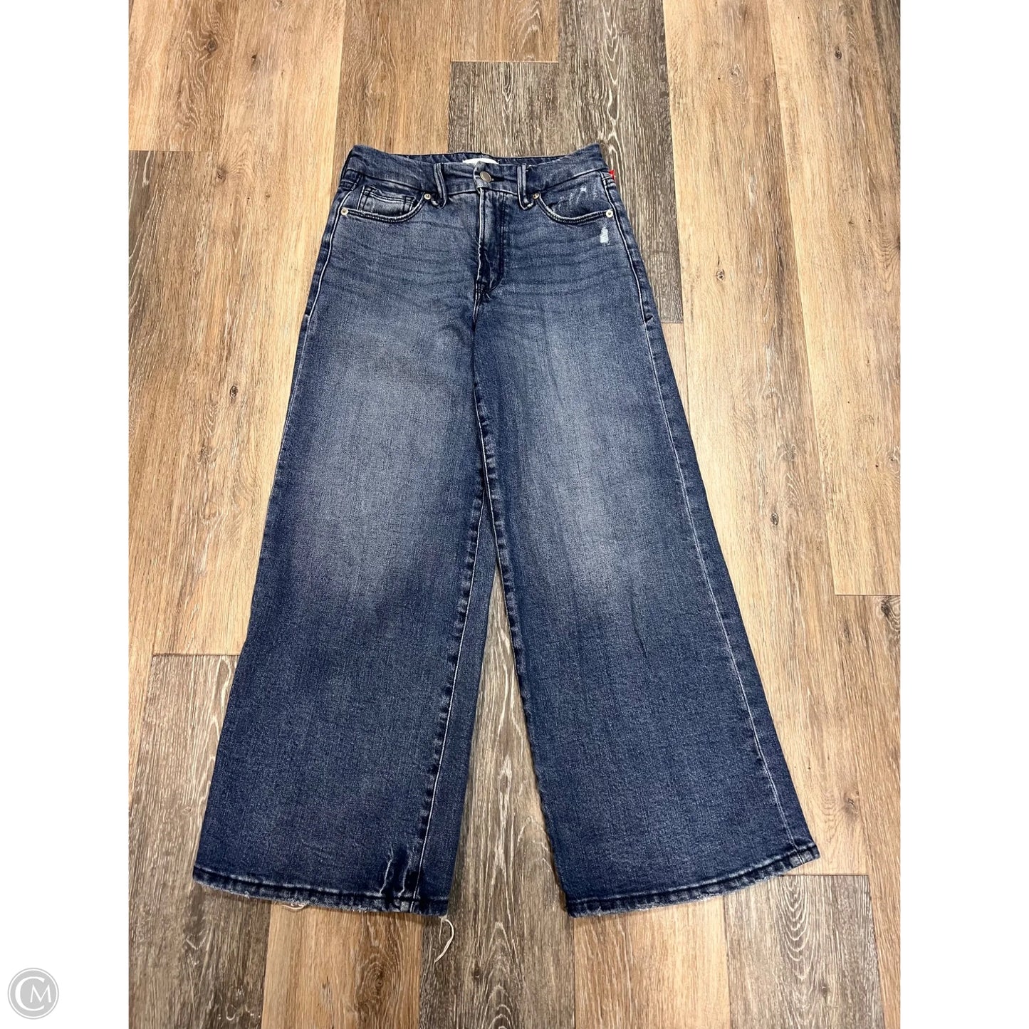 Jeans Wide Leg By Good American In Blue Denim, Size: 0/25