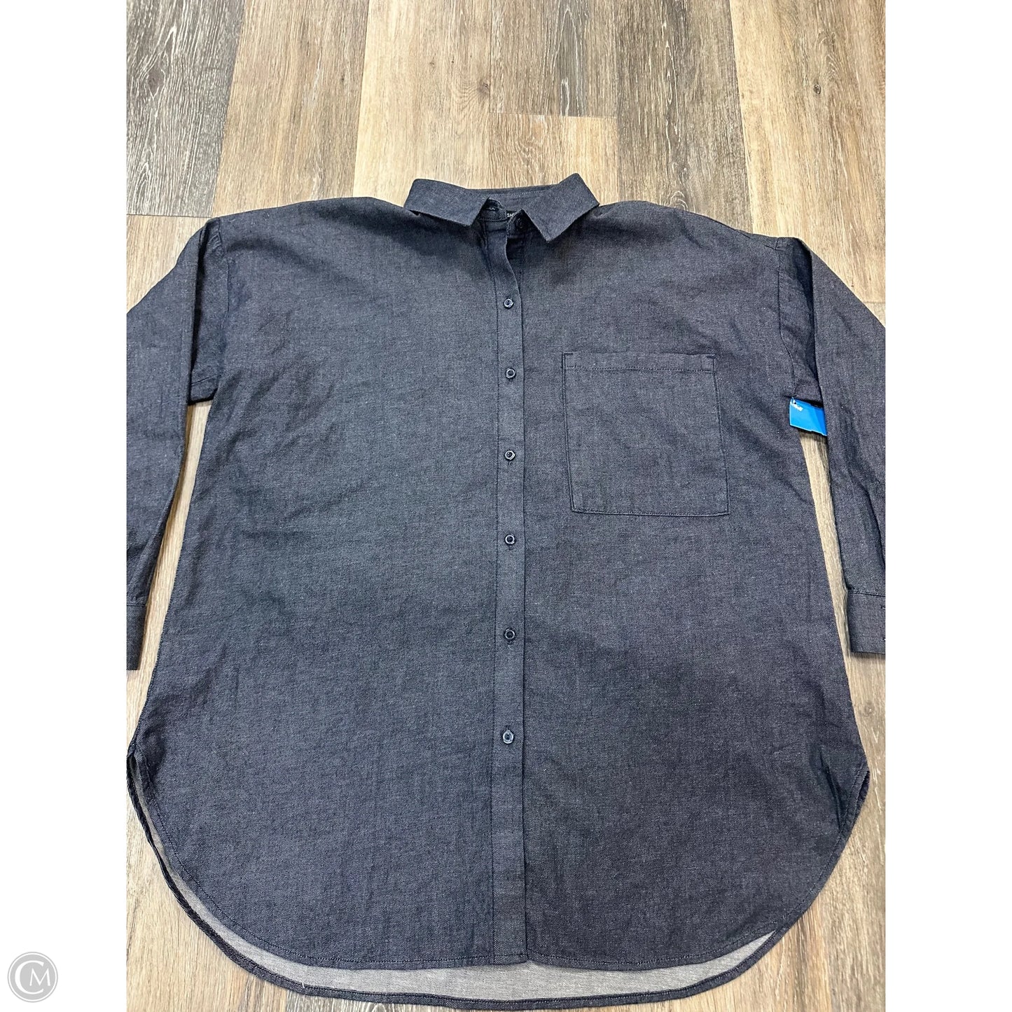 Blouse Long Sleeve By Eileen Fisher In Blue Denim, Size: M