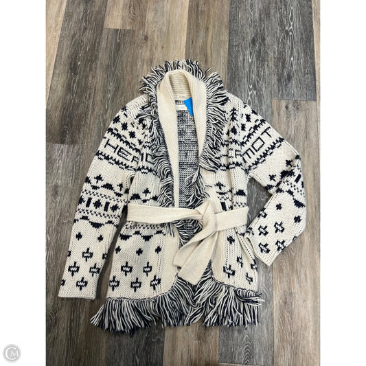 Sweater Cardigan By Mother In Blue & White, Size: S