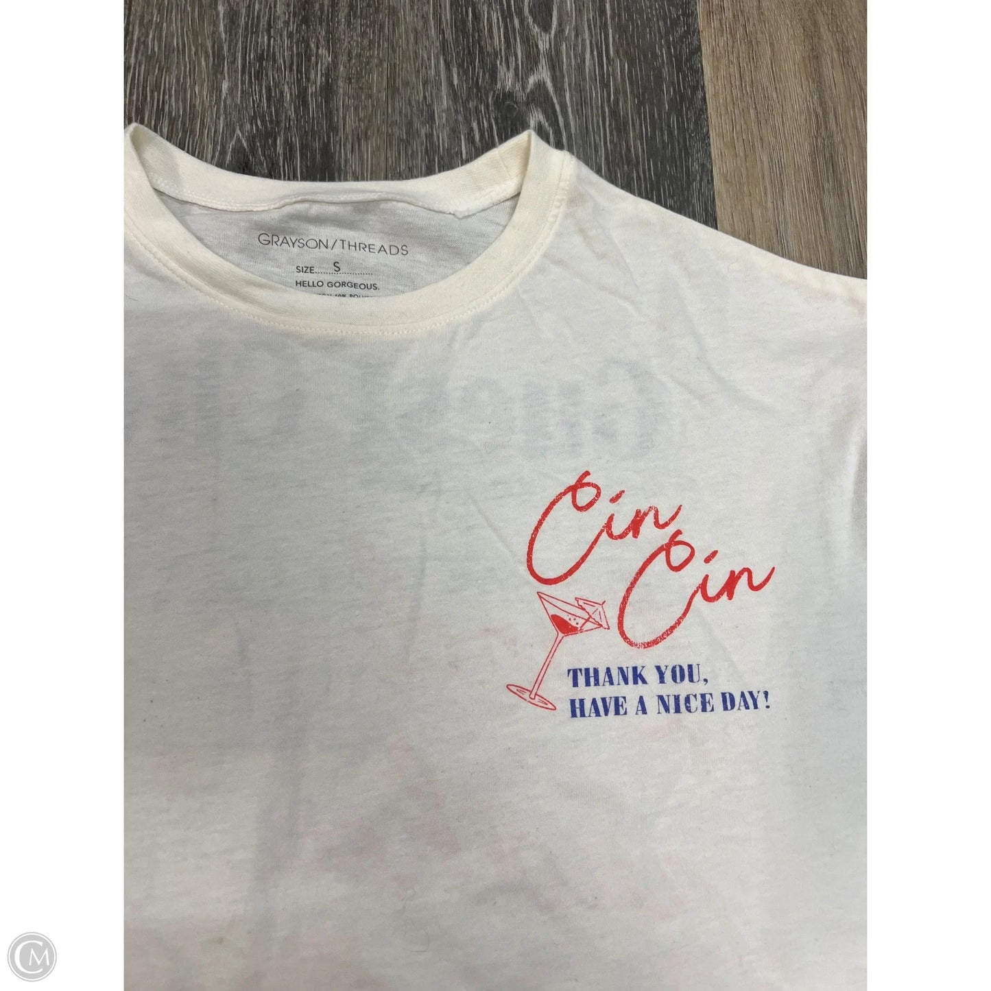 Top Short Sleeve By Grayson Threads In Cream, Size: S