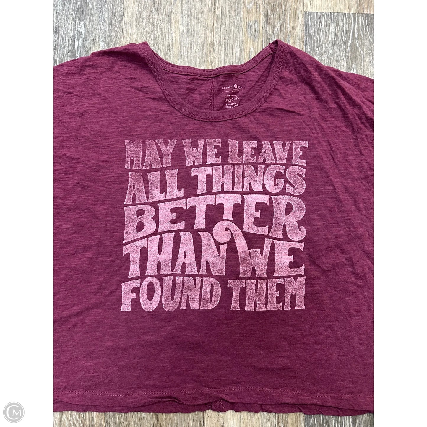 Top Short Sleeve By Natural Life In Maroon, Size: 3x