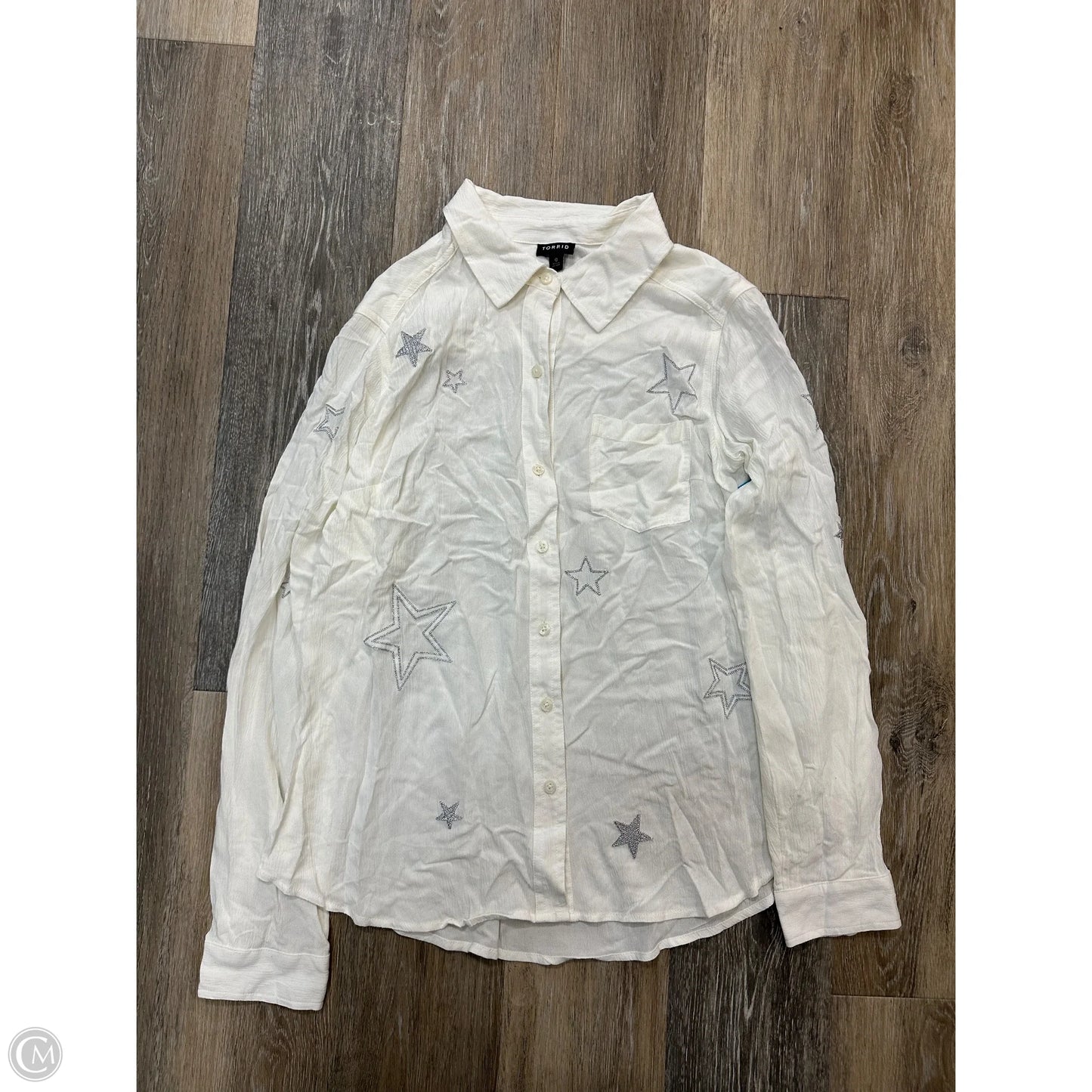 Blouse Long Sleeve By Torrid In White, Size: Xl