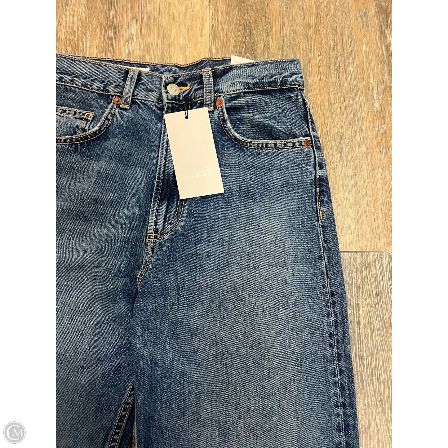 Jeans Wide Leg By Zara In Blue Denim, Size: 6