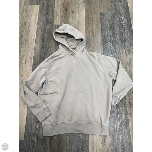 Athletic Sweatshirt Hoodie By Nike Apparel In Tan, Size: M