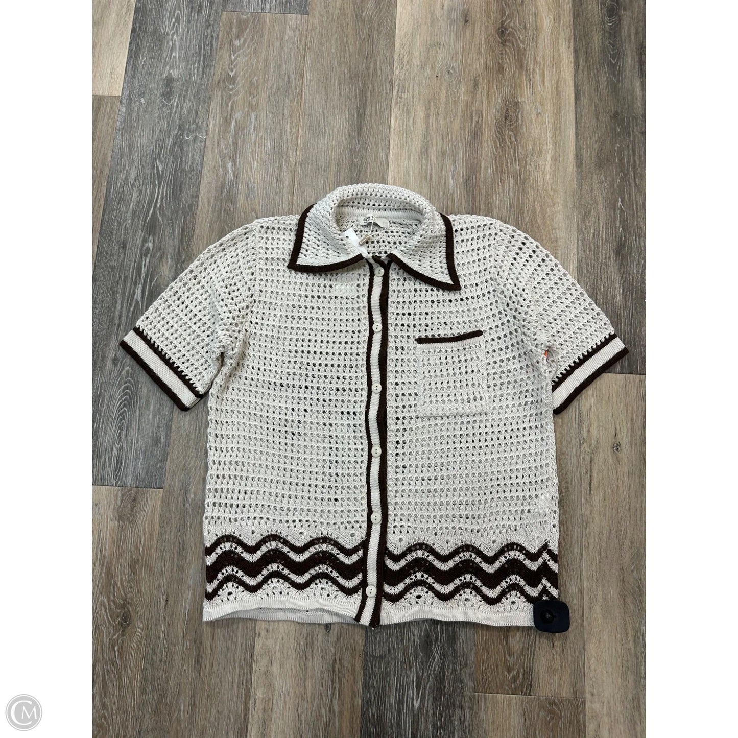 Sweater Short Sleeve By Dress To In Brown & White, Size: S
