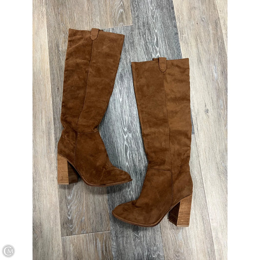 Boots Knee Heels By Mi iM In Tan, Size: 7