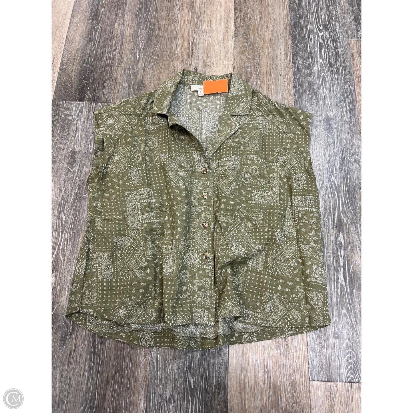 Blouse Short Sleeve By Easel In Green, Size: S