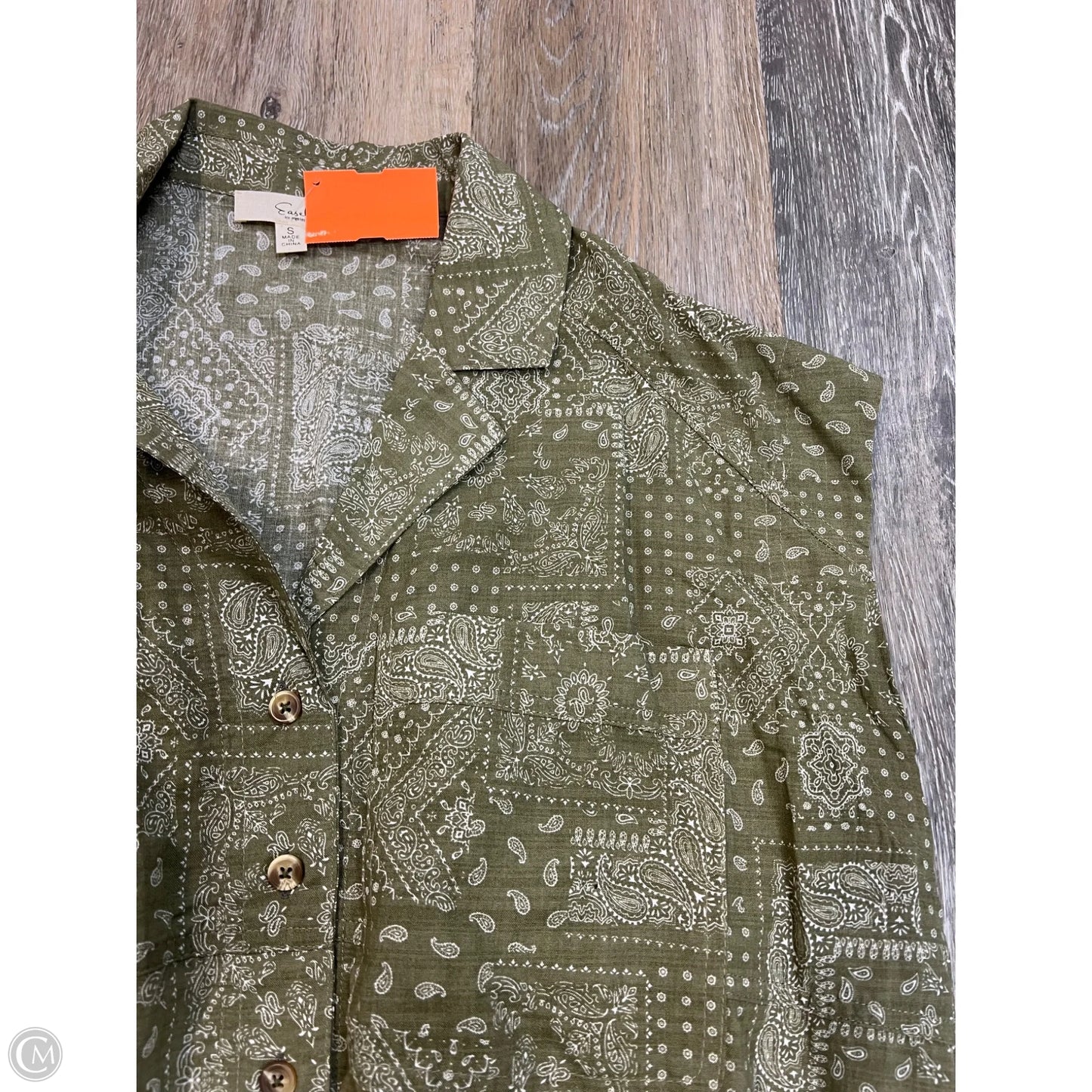 Blouse Short Sleeve By Easel In Green, Size: S