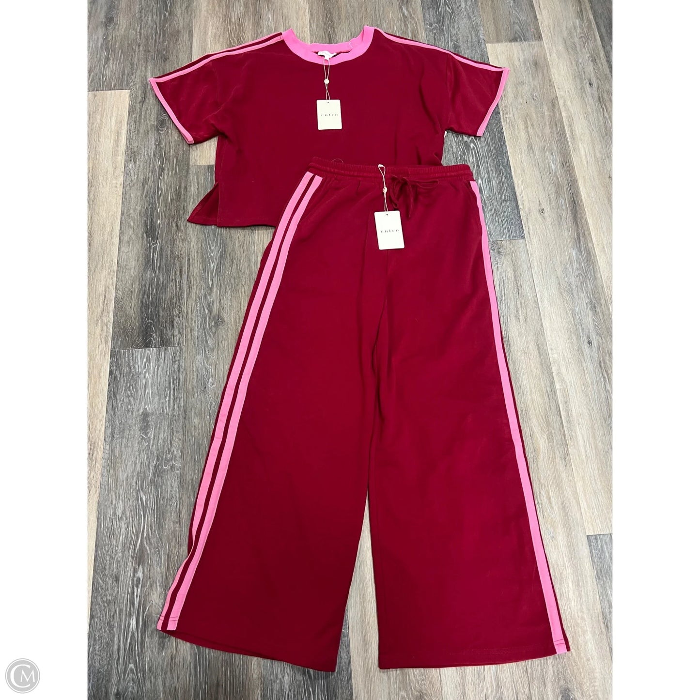-Pants Set 2pc By Entro In Pink & Red, Size: M