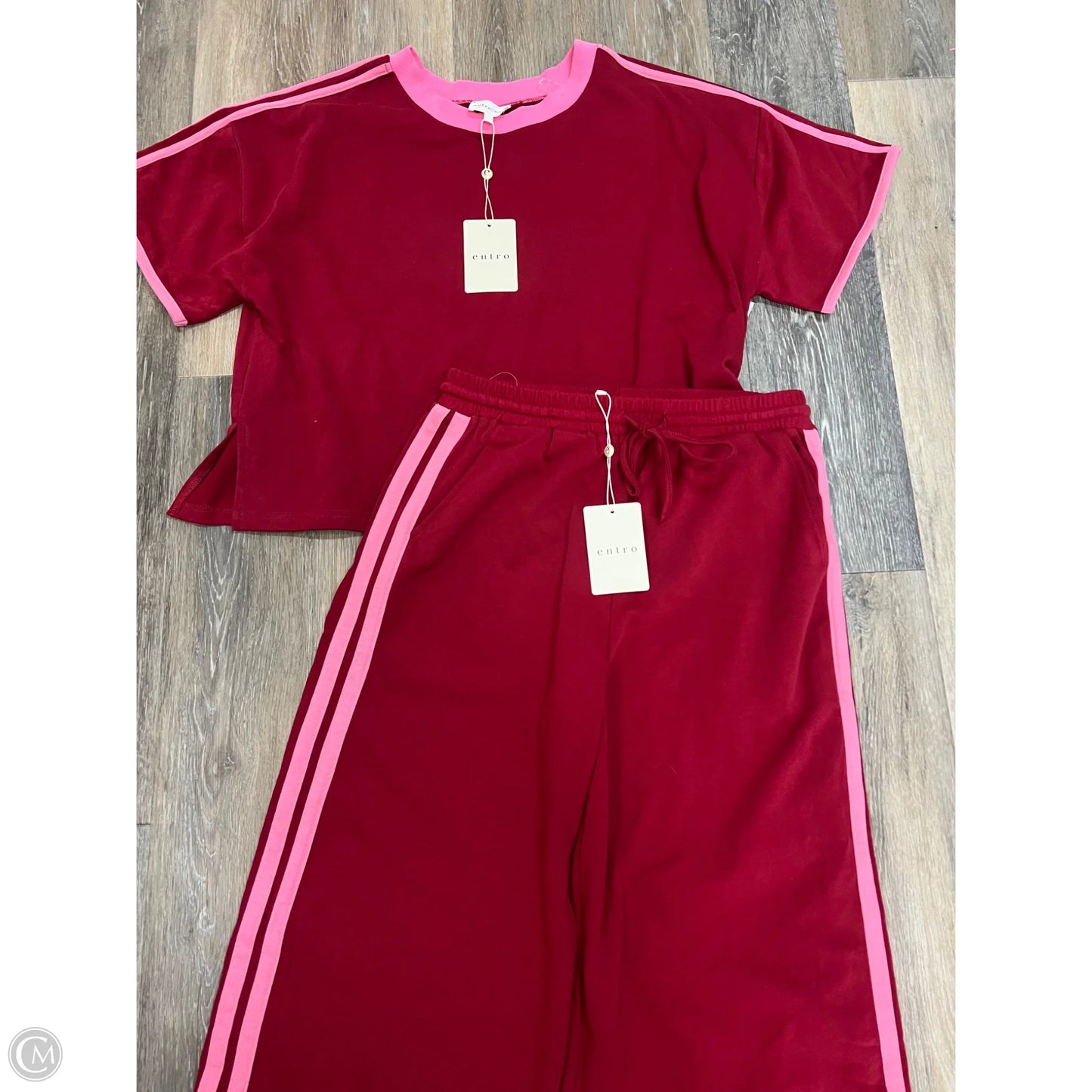 -Pants Set 2pc By Entro In Pink & Red, Size: M