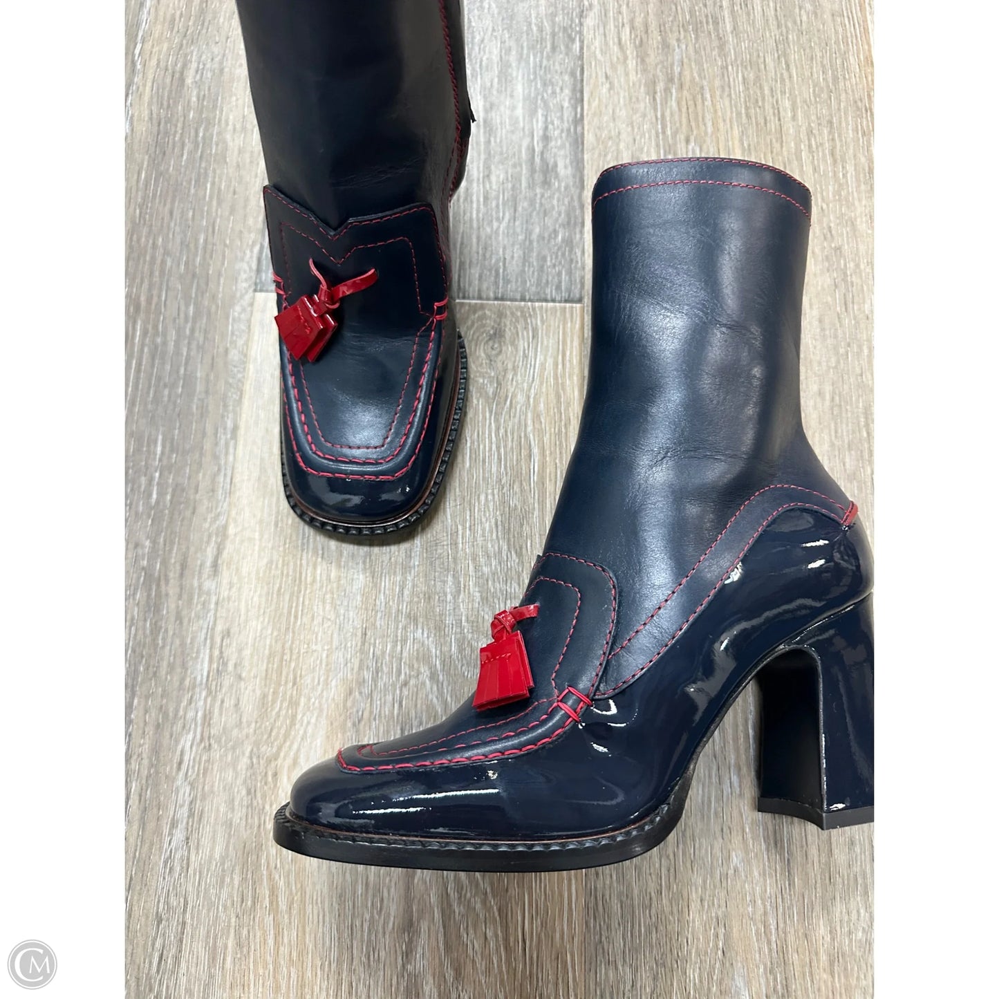 Boots Leather By Pollini In Navy, Size: 5