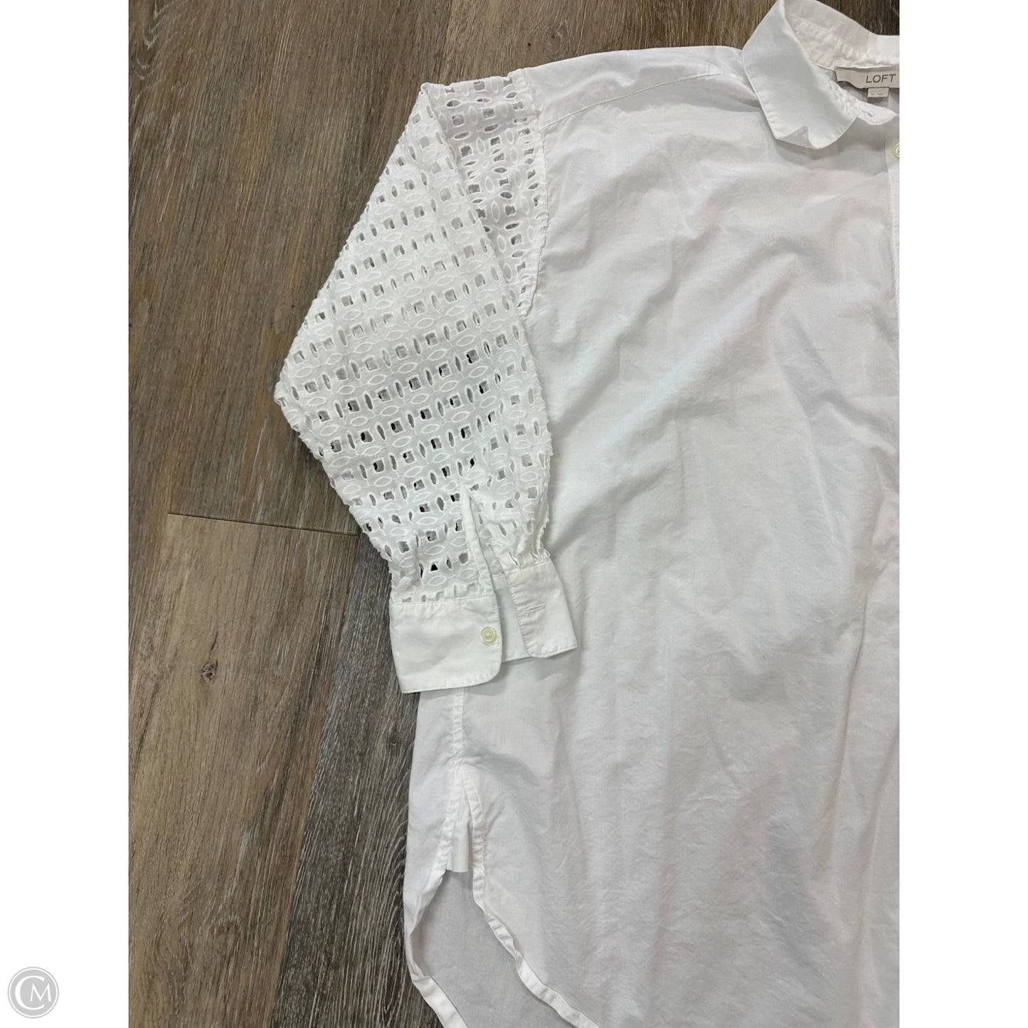 Blouse Long Sleeve By Loft In White, Size: Xl