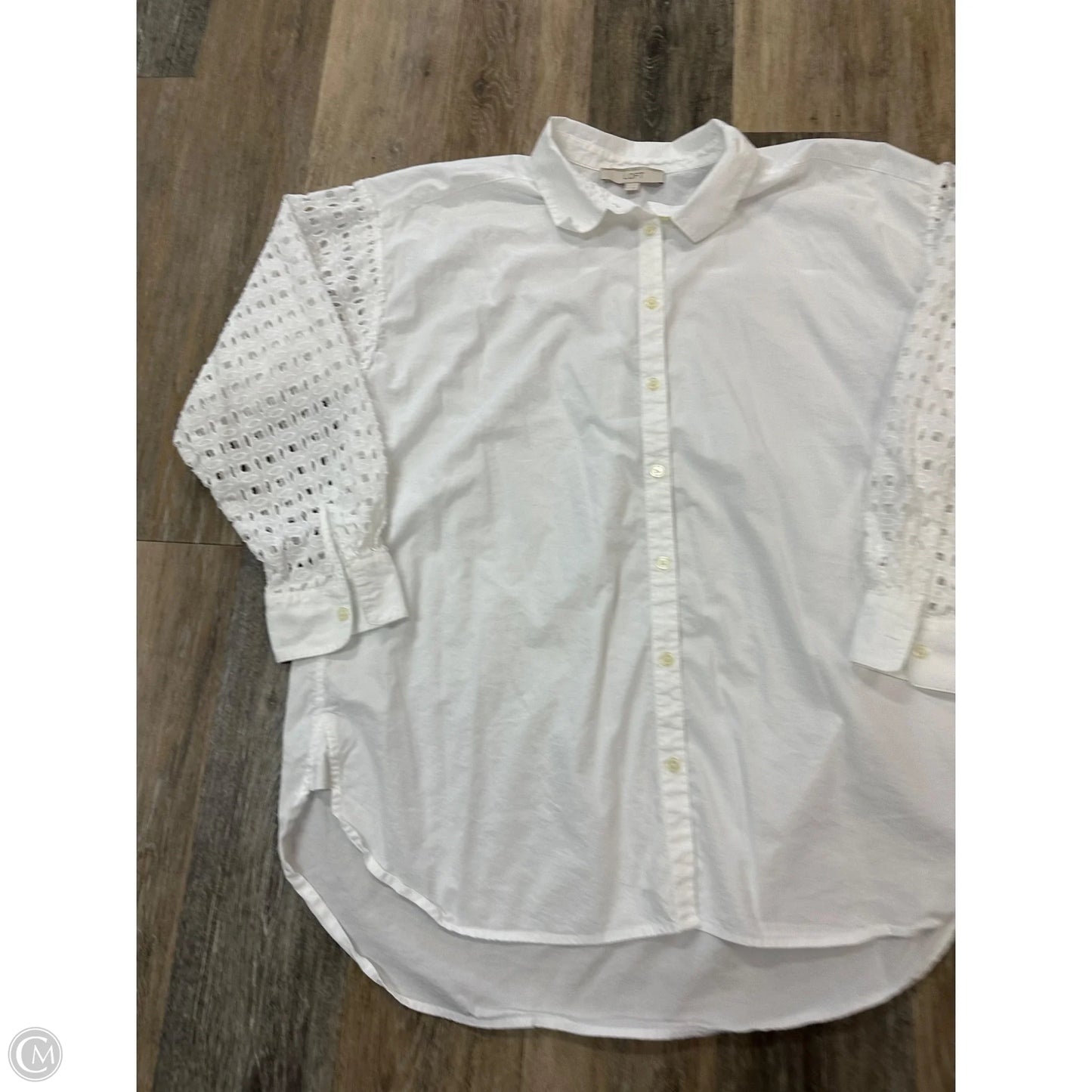 Blouse Long Sleeve By Loft In White, Size: Xl