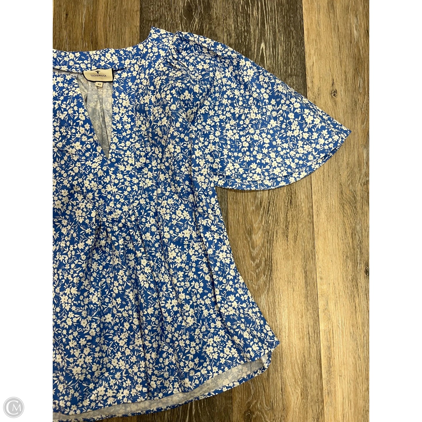 Blouse Short Sleeve By Tuckernuck In Blue, Size: Xs