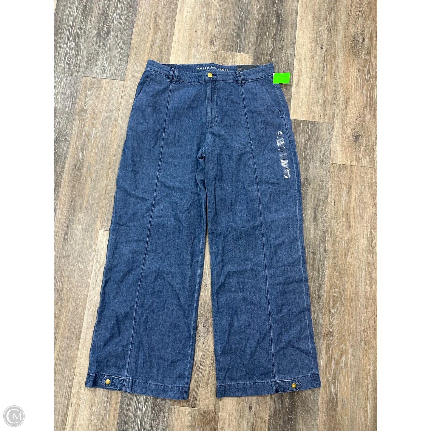 Jeans Wide Leg By American Eagle In Blue Denim, Size: 14l