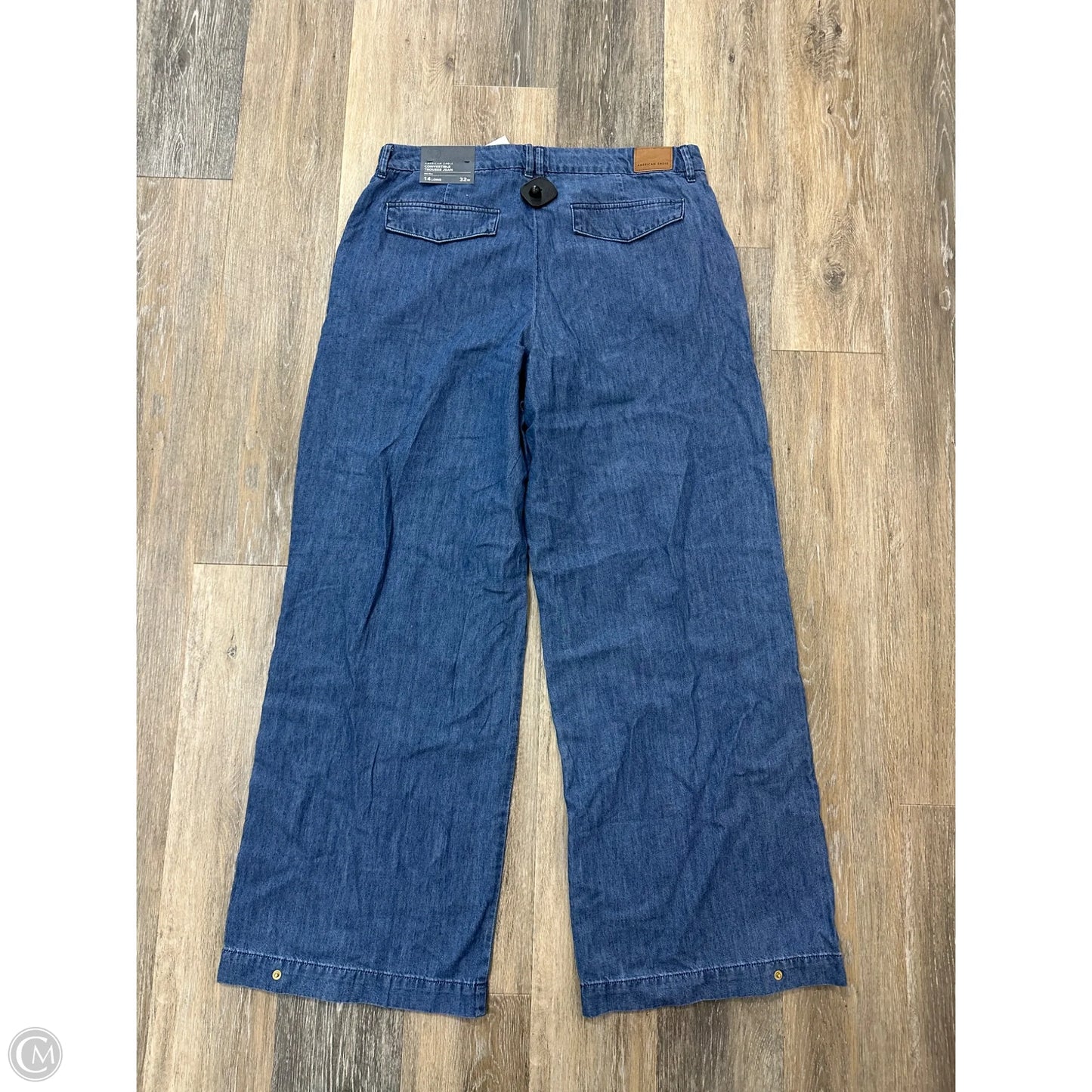 Jeans Wide Leg By American Eagle In Blue Denim, Size: 14l