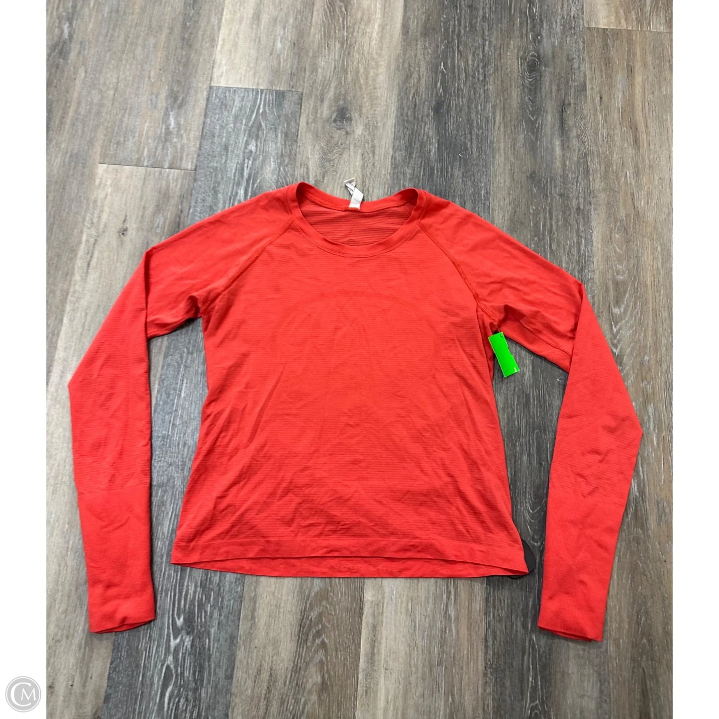 Athletic Top Long Sleeve Collar By Lululemon In Orange, Size: 10