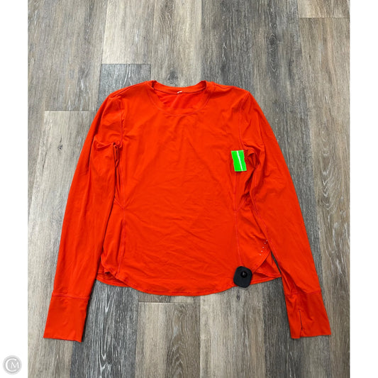 Athletic Top Long Sleeve Collar By Lululemon In Orange, Size: M