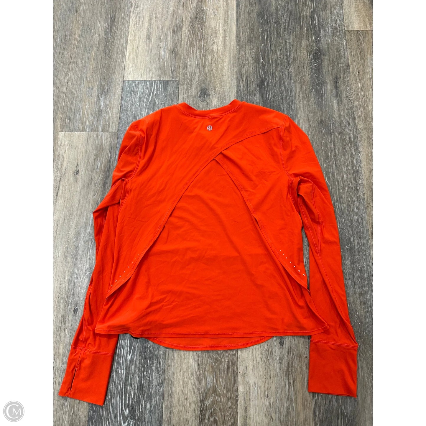 Athletic Top Long Sleeve Collar By Lululemon In Orange, Size: M