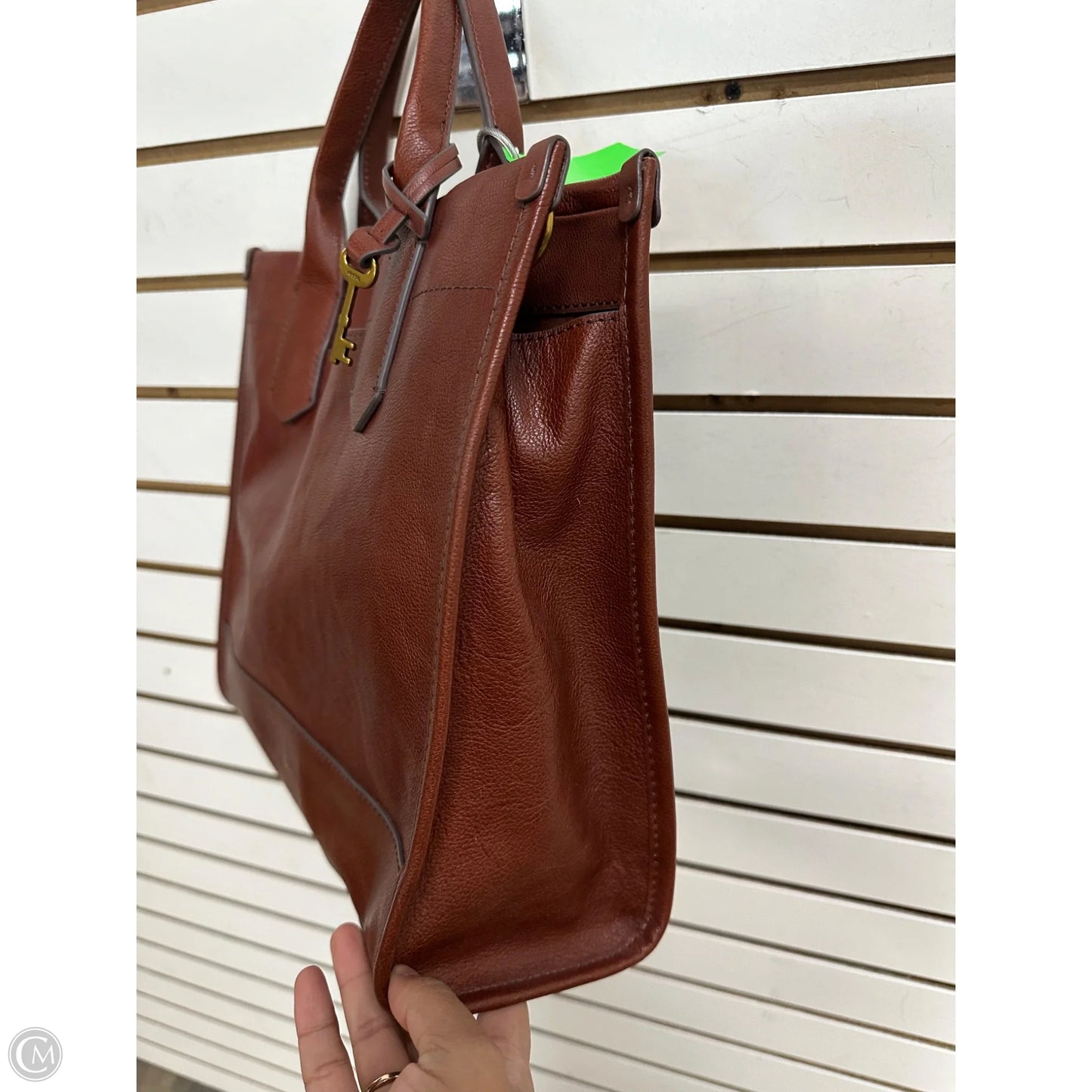 Handbag Leather By Fossil, Size: Large