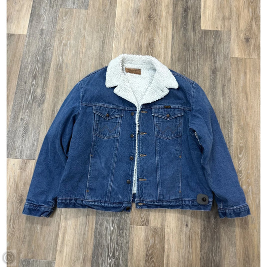 Jacket Faux Fur & Sherpa By Wrangler In Blue Denim, Size: Xl