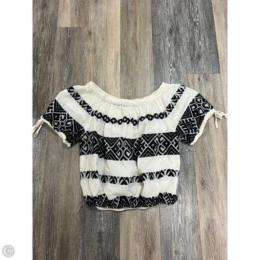 Blouse Short Sleeve By Pearl & Caviar In Black & White, Size: S