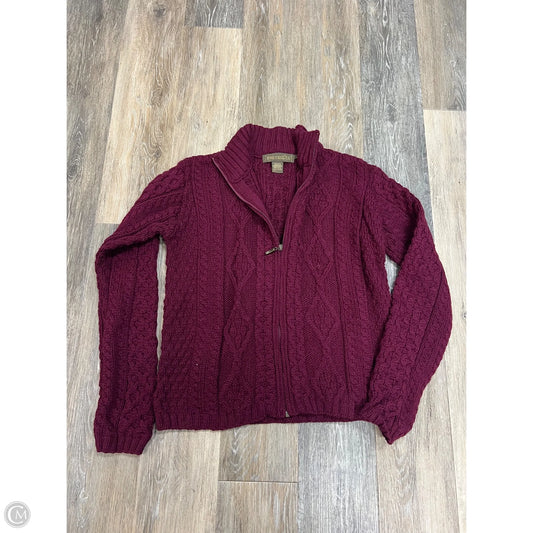 Sweater Cardigan By Inis Crafts In Maroon, Size: L