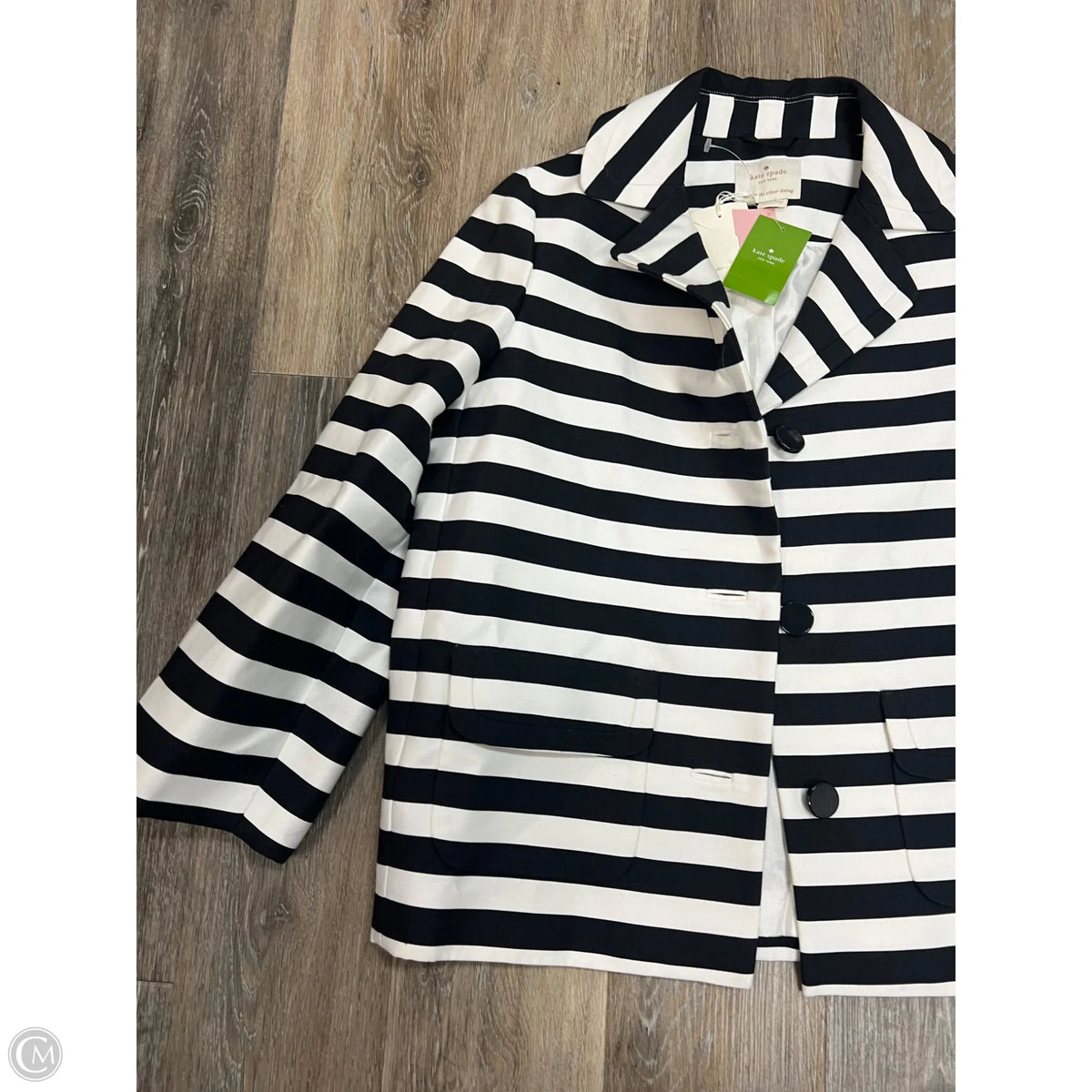 Blazer Designer By Kate Spade In Striped Pattern, Size: M