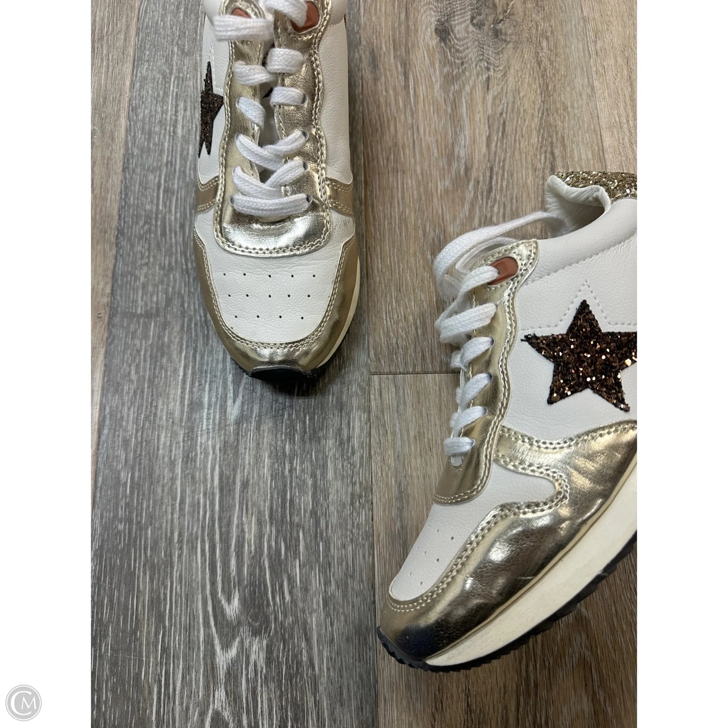 Shoes Sneakers By Vintage Havana In Gold & White, Size: 8.5