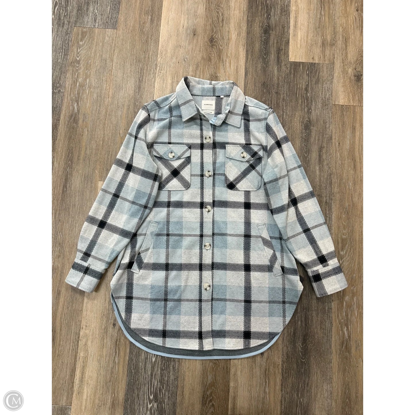 Jacket Shirt By 7Diamonds In Plaid Pattern, Size: L