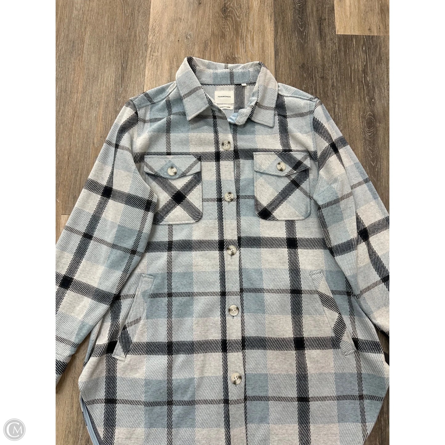 Jacket Shirt By 7Diamonds In Plaid Pattern, Size: L