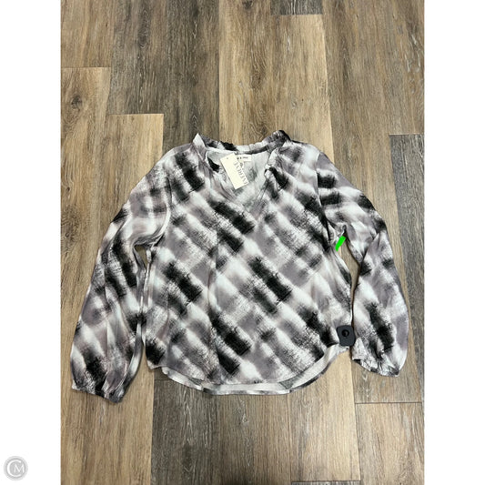 Blouse Long Sleeve By Cloth & Stone In Grey & White, Size: M