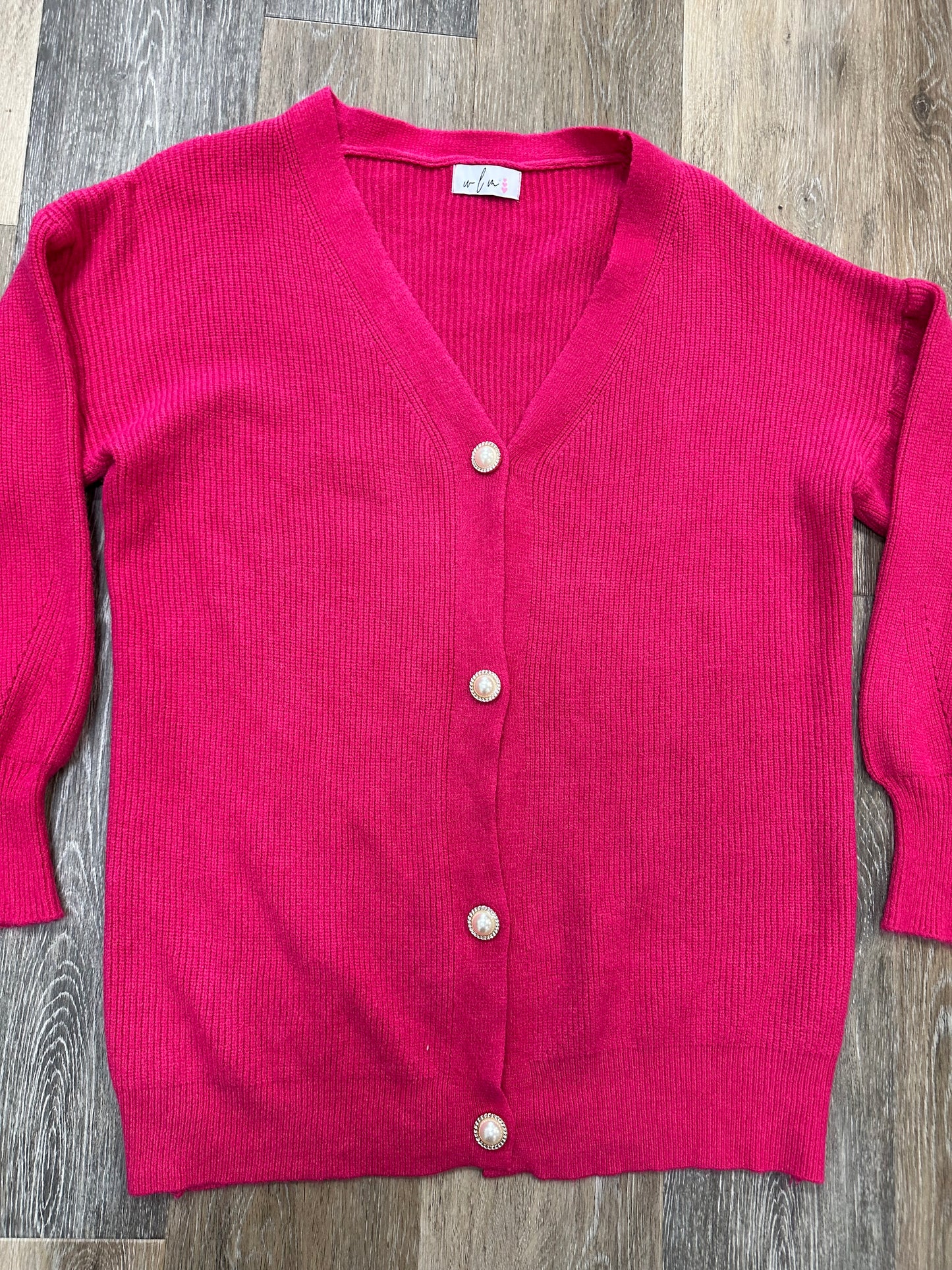 Sweater Cardigan By Clothes Mentor In Pink, Size: L