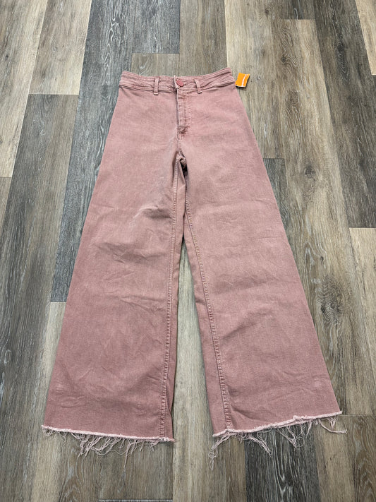 Jeans Wide Leg By Zara In Pink Denim, Size: 4