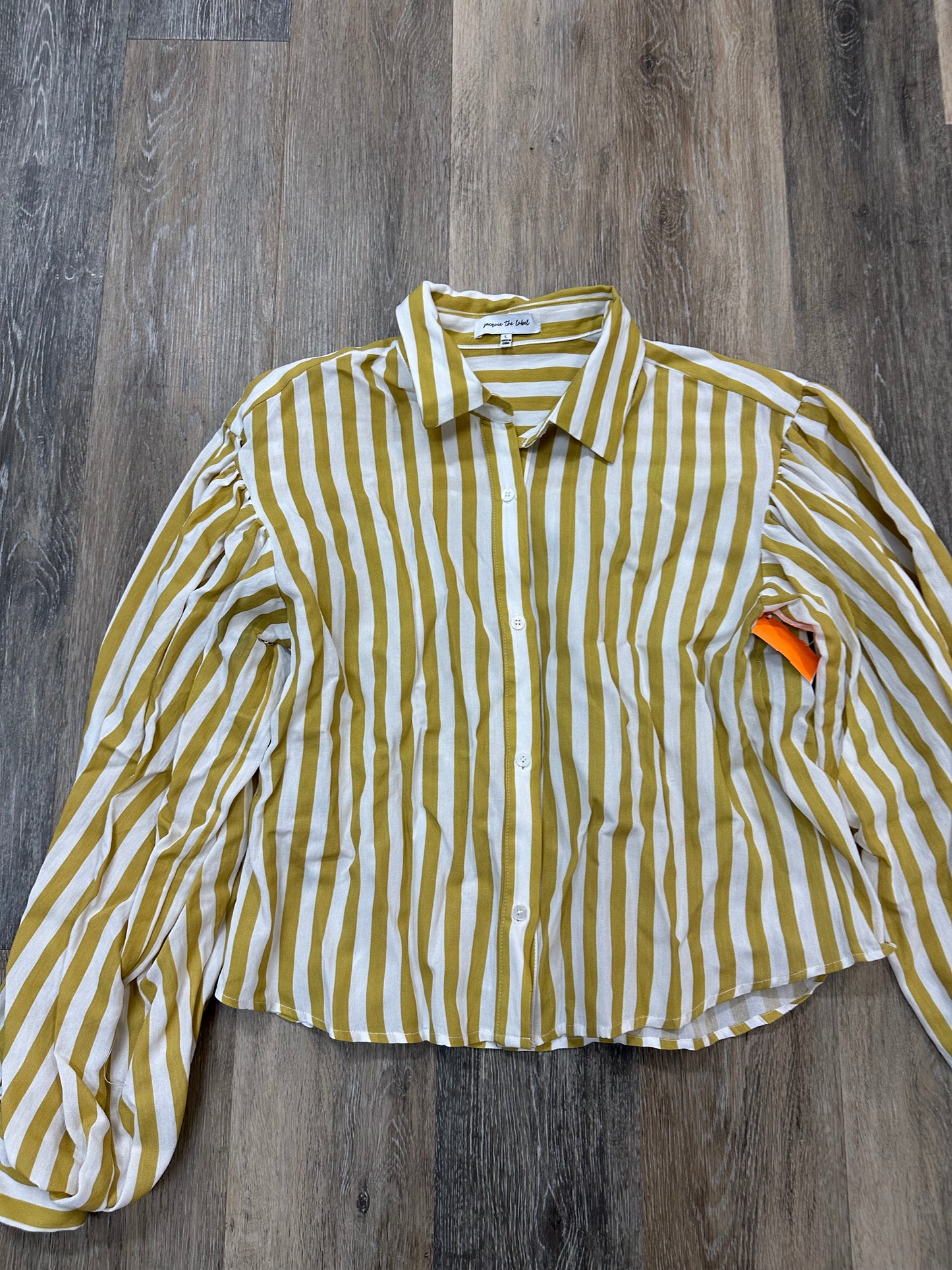 Blouse Long Sleeve By Jacquie The Label In Yellow, Size: L