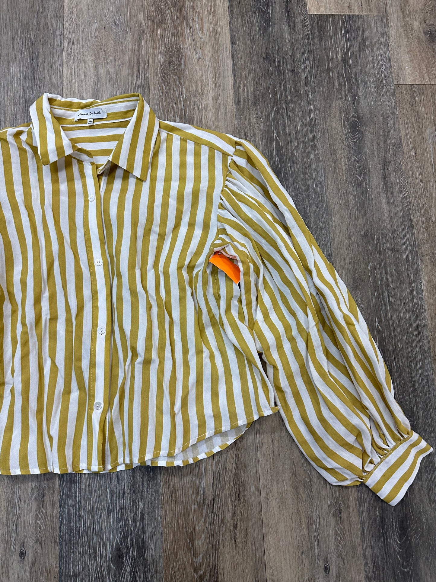 Blouse Long Sleeve By Jacquie The Label In Yellow, Size: L