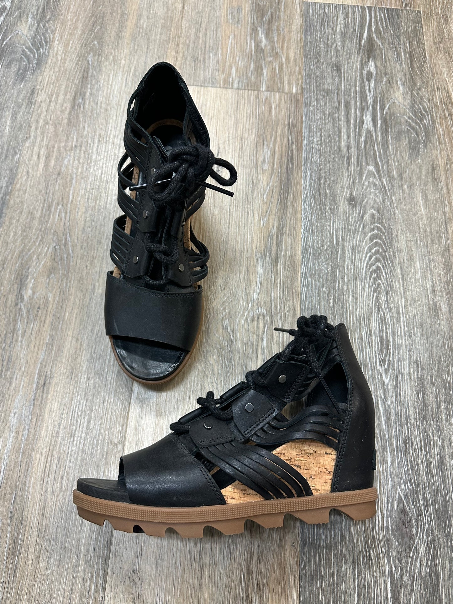 Sandals Heels Wedge By Sorel In Black, Size: 7.5