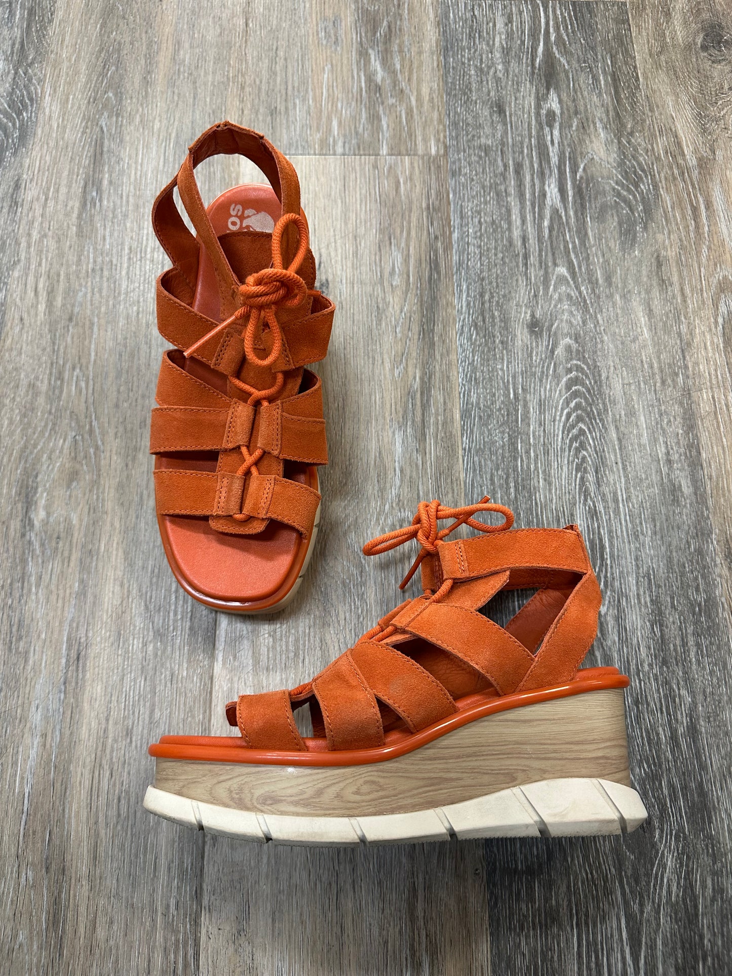 Sandals Heels Wedge By Sorel In Orange, Size: 7