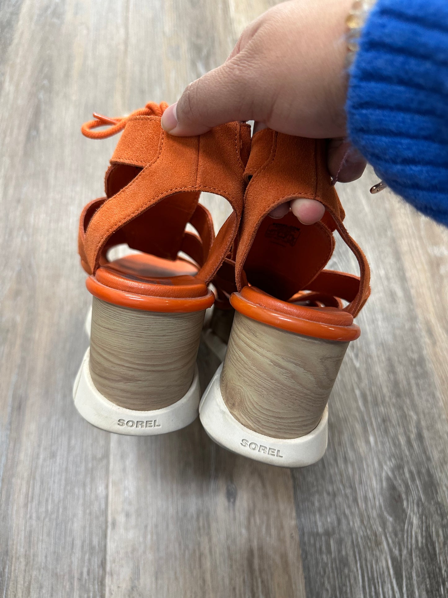 Sandals Heels Wedge By Sorel In Orange, Size: 7