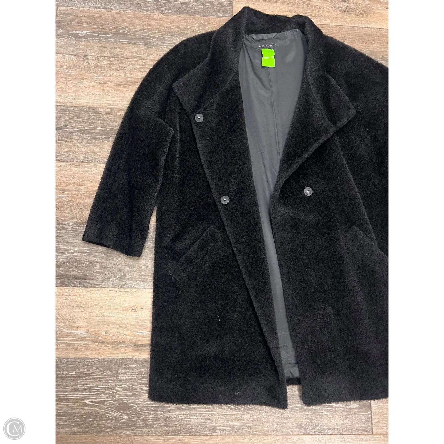 Coat Faux Fur & Sherpa By Eileen Fisher In Black, Size: M
