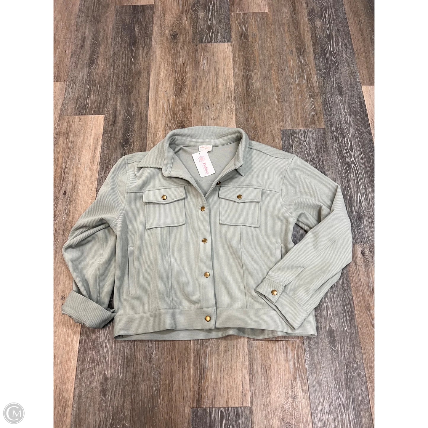 Jacket Shirt By Allie Rose In Green, Size: 1x