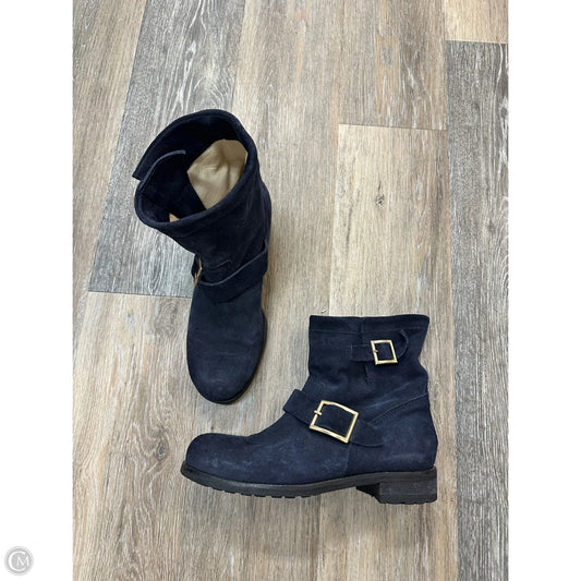 Boots Luxury Designer By Jimmy Choo In Navy, Size: 8