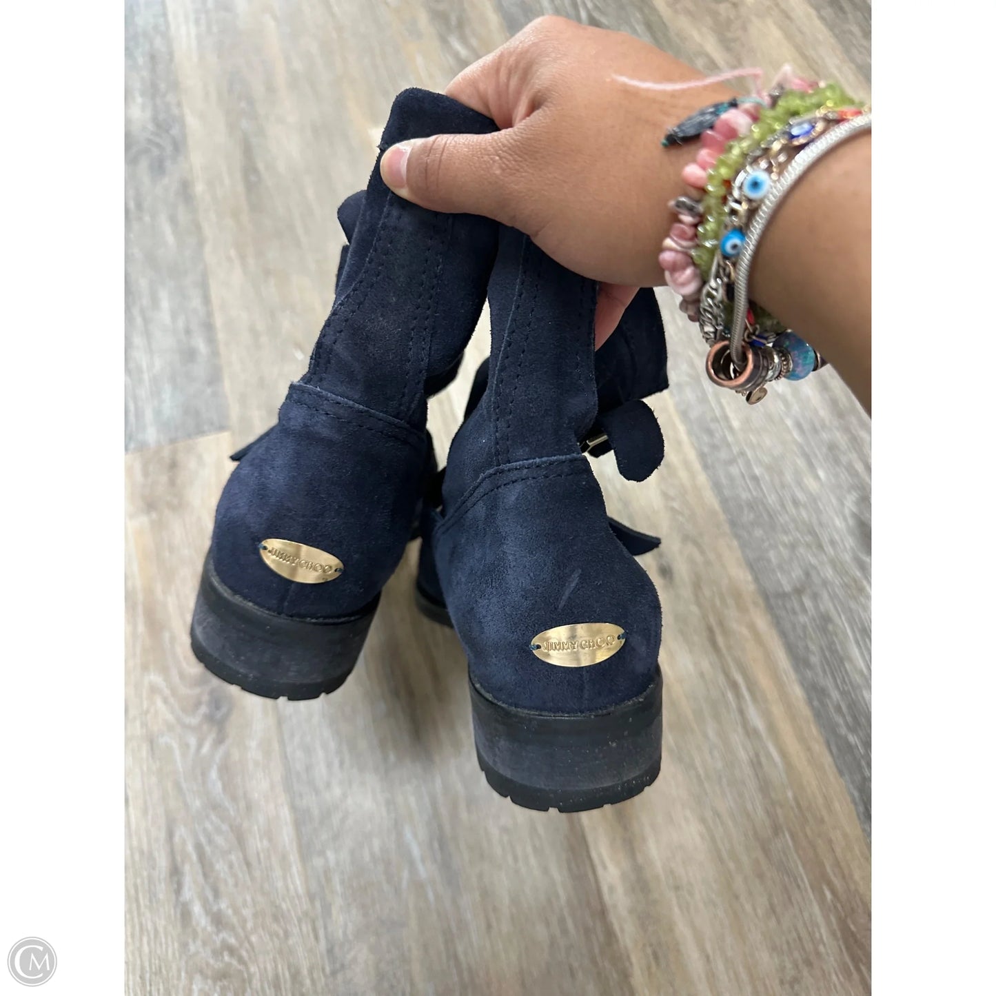 Boots Luxury Designer By Jimmy Choo In Navy, Size: 8
