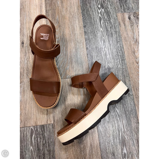 Sandals Heels Wedge By Sorel In Brown, Size: 11
