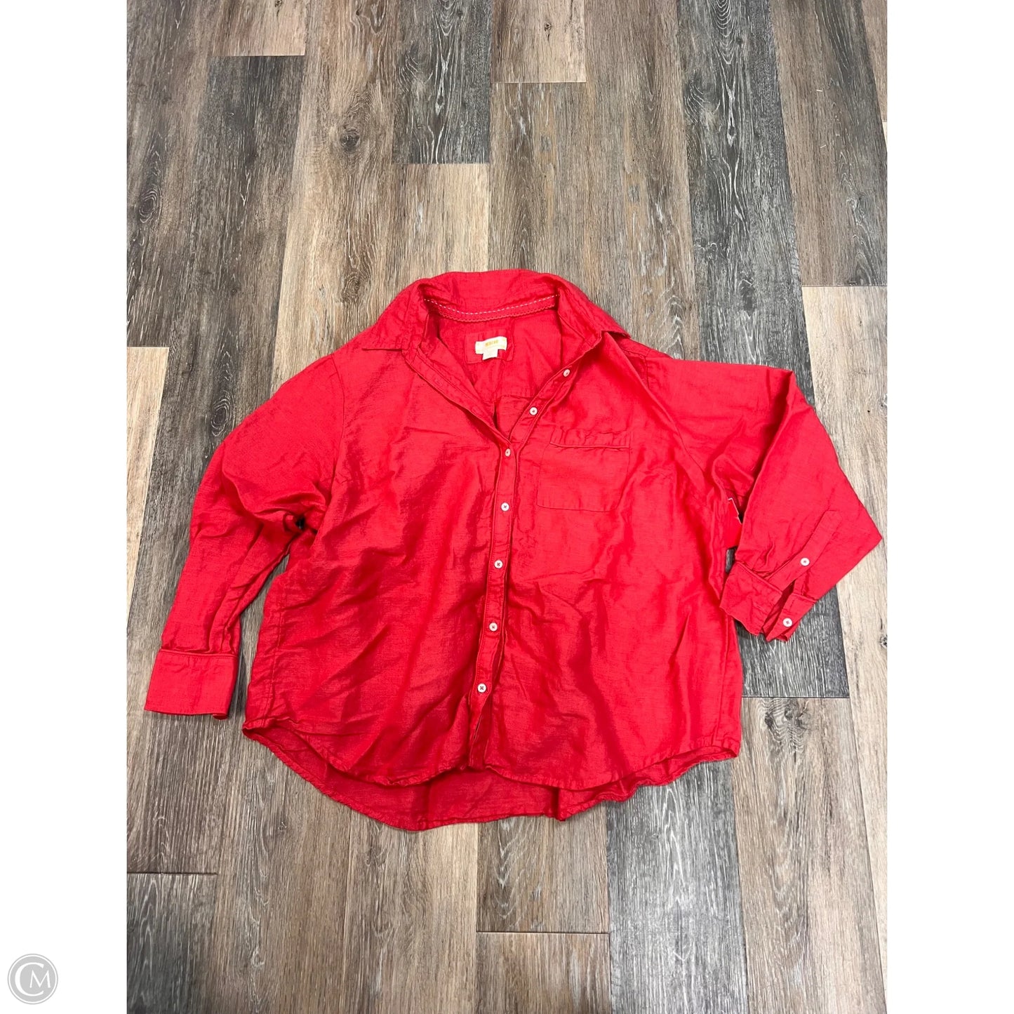 Blouse Long Sleeve By Maeve In Red, Size: 1x